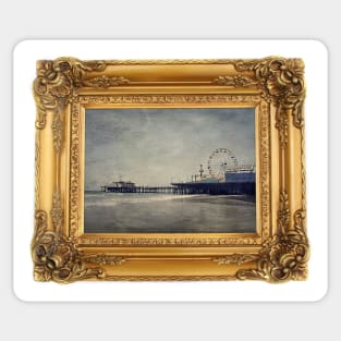 Vintage Santa Monica Pier framed Painting Sticker